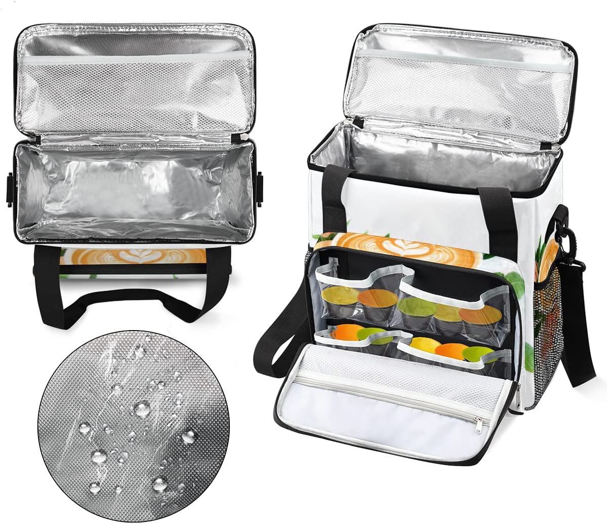 Coffee Latte Art Leaves Coffee Maker Carrying Bag, Coffee Machine Travel Storage Tote Bag Compatible with K-Mini or K-Mini Plus, Portable Single Serve Coffee Brewer Case with Pockets for K-Cup Pods