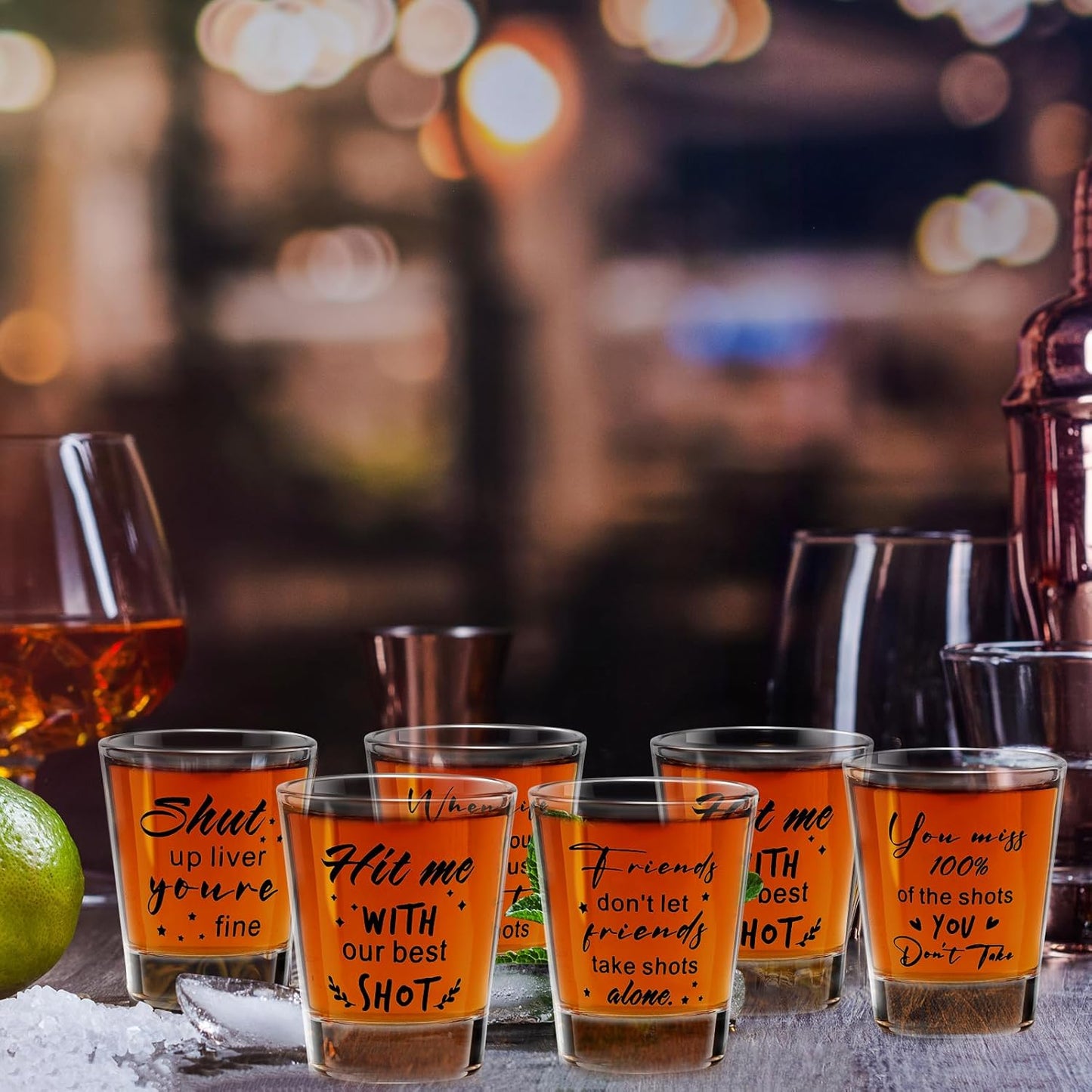 Kolewo4ever 24 Pieces Funny Friends Shot Glasses Funny Friends Shot Glasses Clear Glass Cups with Heavy Base for Adult Small Glass Shot Cups 1.75 oz Shot Glass for Best Friend