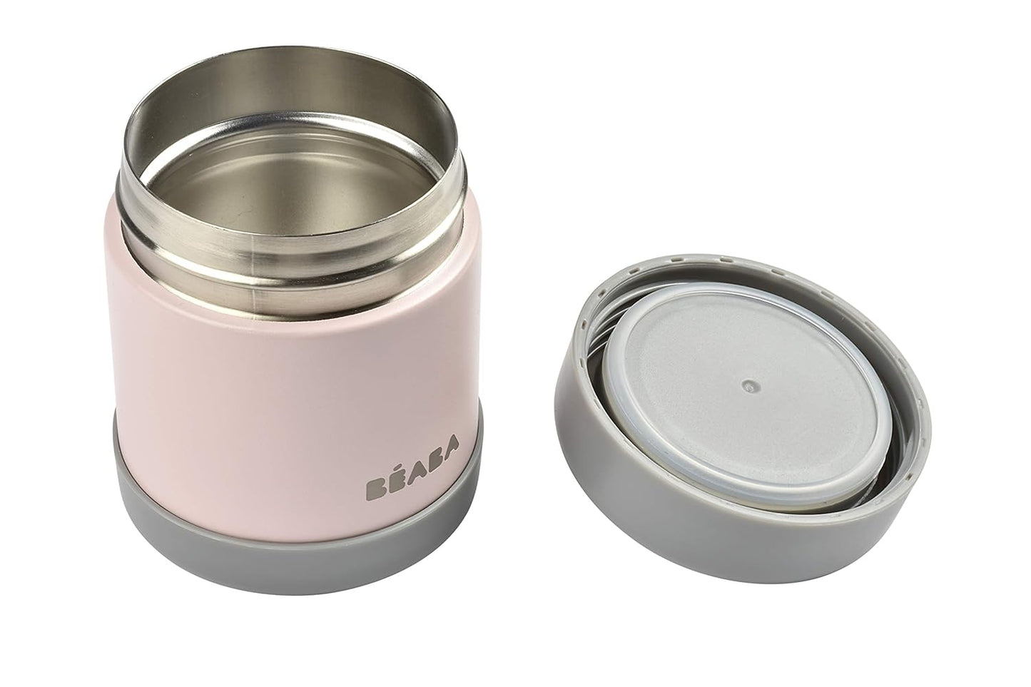 Beaba Stainless Steel Insulated Food Jar 10 oz, Kids Thermos, Lunch Containers, Leakproof, Wide Opening, Suitable for Hot and Cold Foods (Rose)