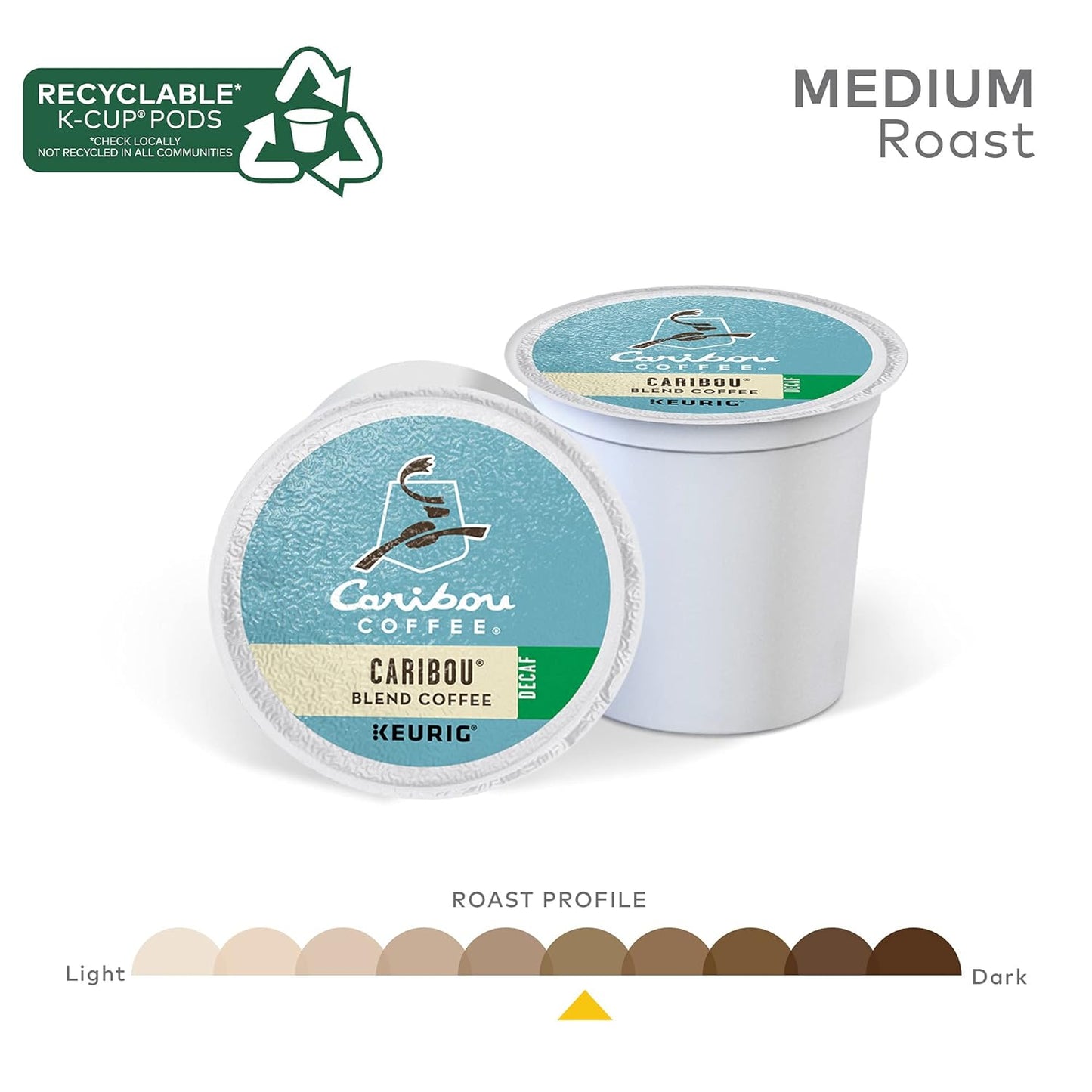 Caribou Coffee Caribou Blend Decaf Keurig Single-Serve K-Cup Pods, Medium Roast Coffee, 96 Count (Pack of 4)