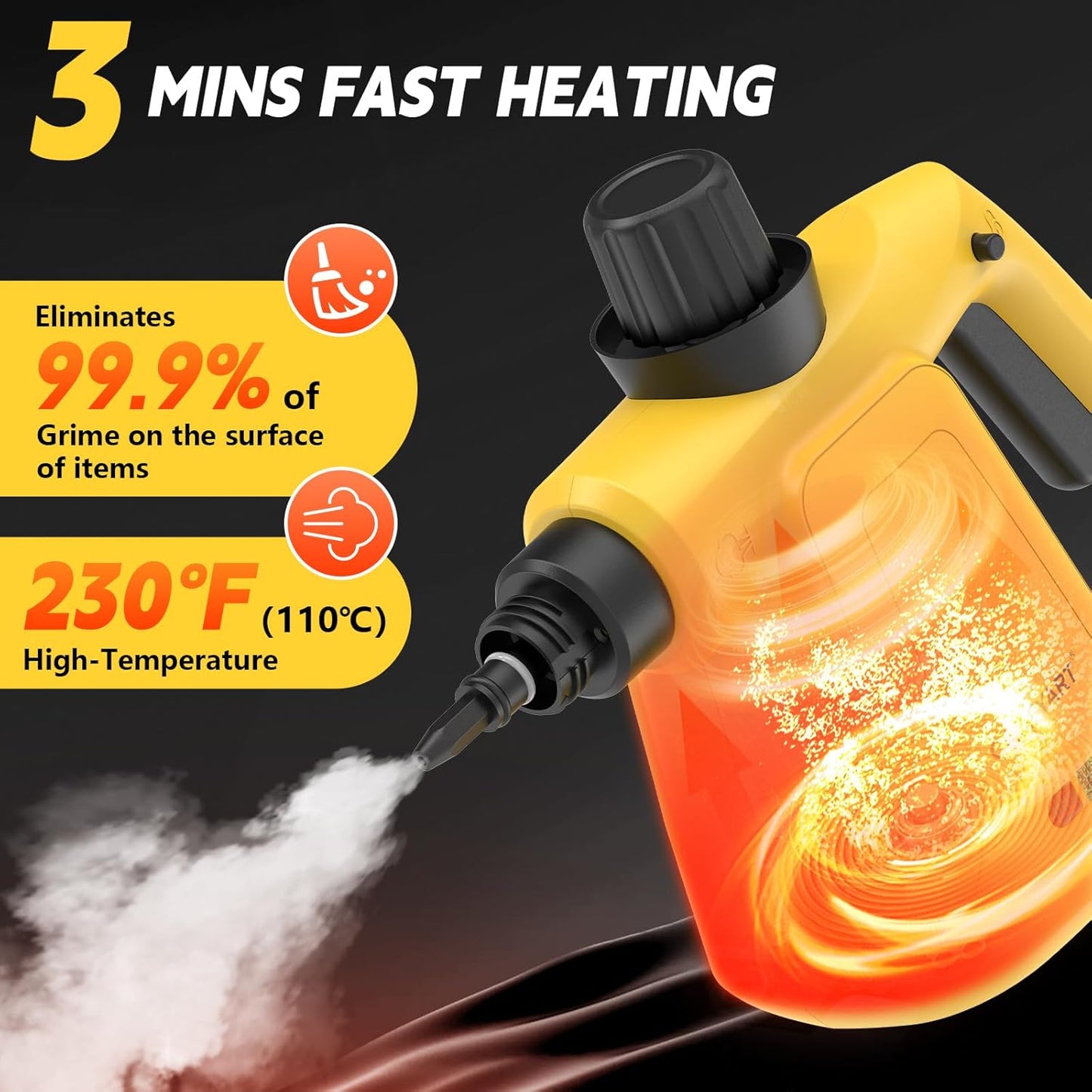 Steam Cleaner for Home, Cauzyart Pressurized HandHeld Steamer for Cleaning with 11pcs Accessories and Safety Lock, Multi-Purpose Steamer for Bathroom,Tile, Window and Car