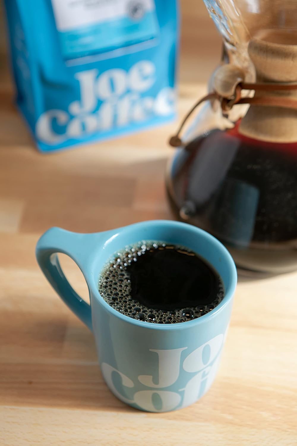 Joe Coffee Company, Half Decaf Half Regular Coffee Beans, Medium Roast, Chemical Free Decaffeination Process, Whole Bean, 12 oz Bag