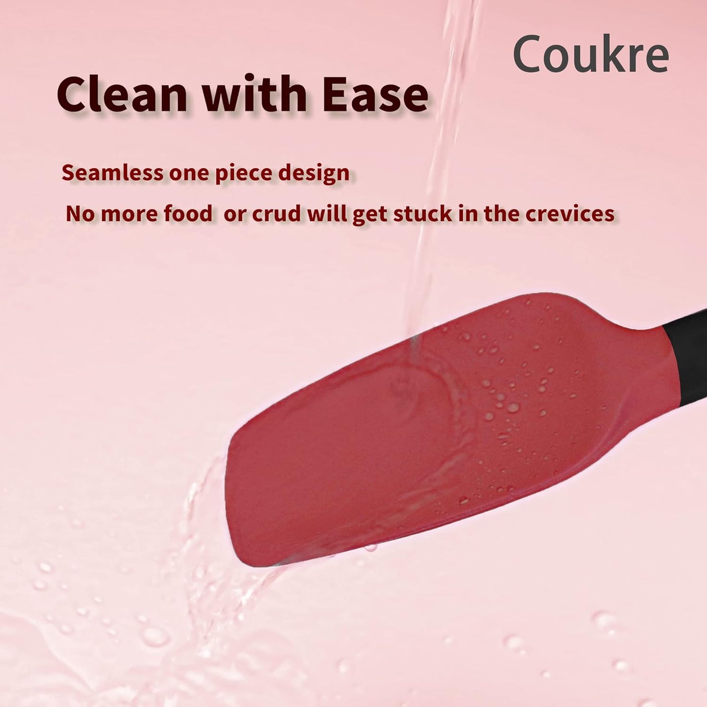 Coukre Silicone Spatula Set of 5,High Temperature Resistant, Food Grade Silicone, Dishwasher Safe, for Baking, Cooking (Red)