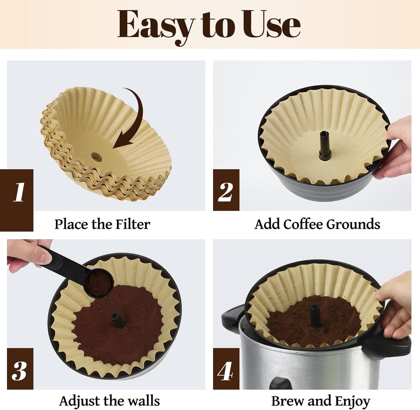 Paper Coffee Filters for Hamilton Beach 45 Cup Coffee Urn and Hot Beverage Dispenser, Unbleached Large Coffee Filters for Most 30-50 Cup Large Coffee Maker, 100 Pcs