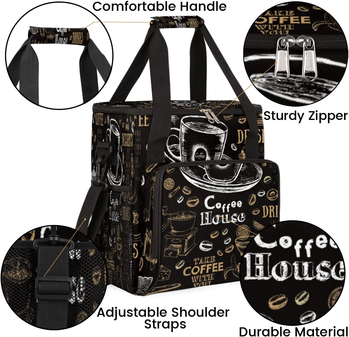 cfpolar Coffee Maker Storage Bag, Waterproof Travel Carrying Storage Tote Bag Organizer Case, Compatible with K-Mini or K-Mini Plus, And Suitable for Other Accessories， With Pockets for K-Cup Pods