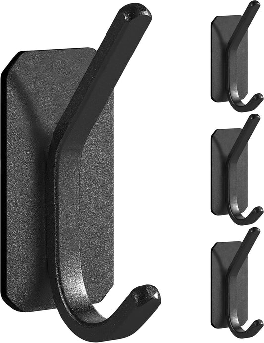 Paoli Heavy Duty Adhesive Hooks,Self-Adhesive Hooks Multiple Colors and Styles 30 lb Maximum Load for Home Schools and Offices (4pc, Black)