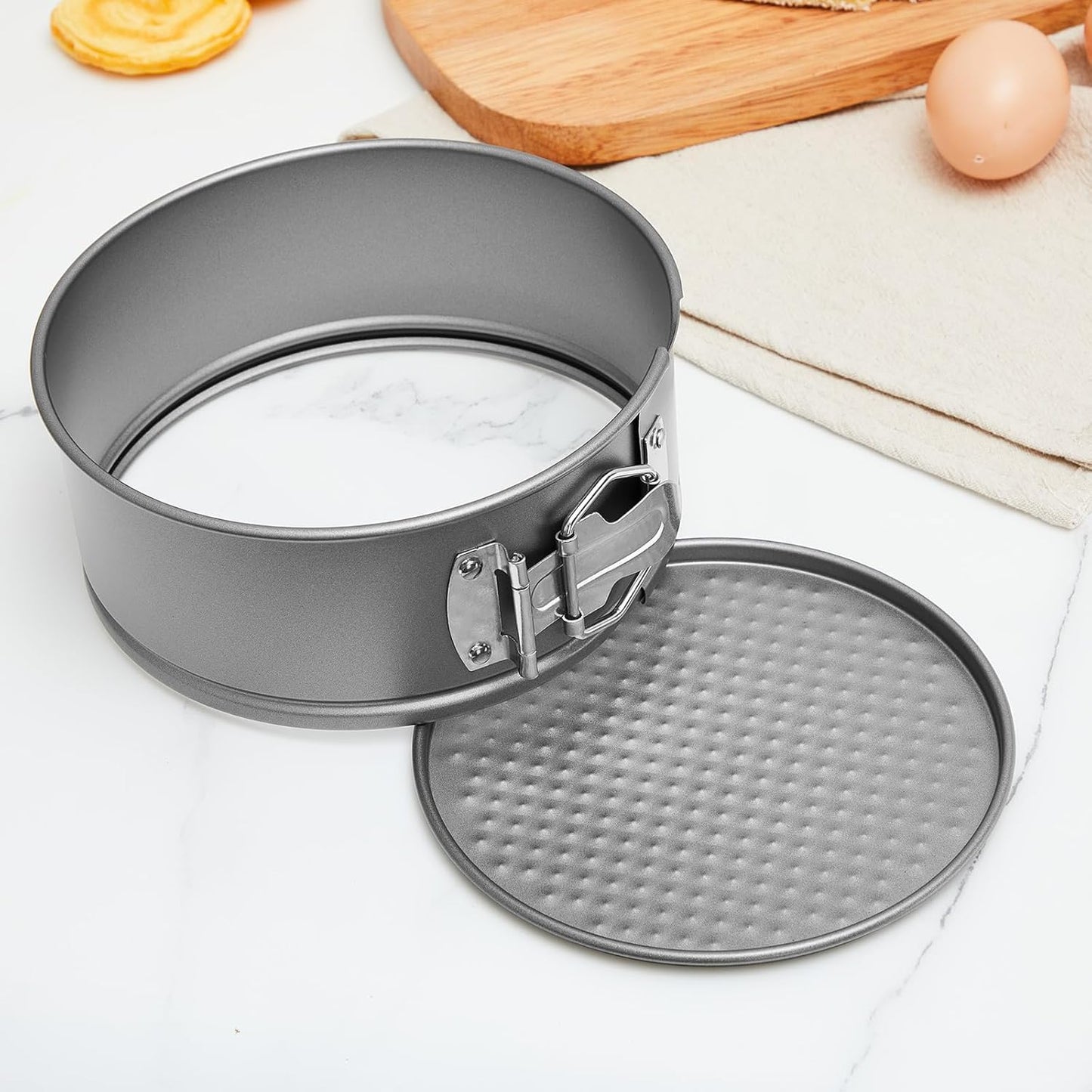 4 Pcs 6 Inch Non Stick Springform Pan with Removable Bottom Carbon Steel Round Springform Cheesecake Pan with Stainless Steel Spring Buckles for Baking Kitchens Restaurant(Gray)