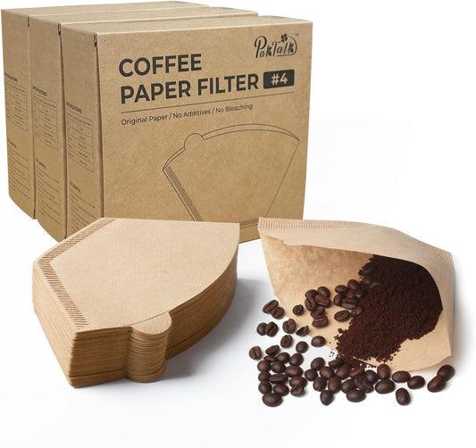 300 Count Cone Coffee Filters #4, Natural Brown Paper Coffee Filters 4 Cone Paper for Pour Over and Drip Coffee Maker (100 Count, Pack of 3)