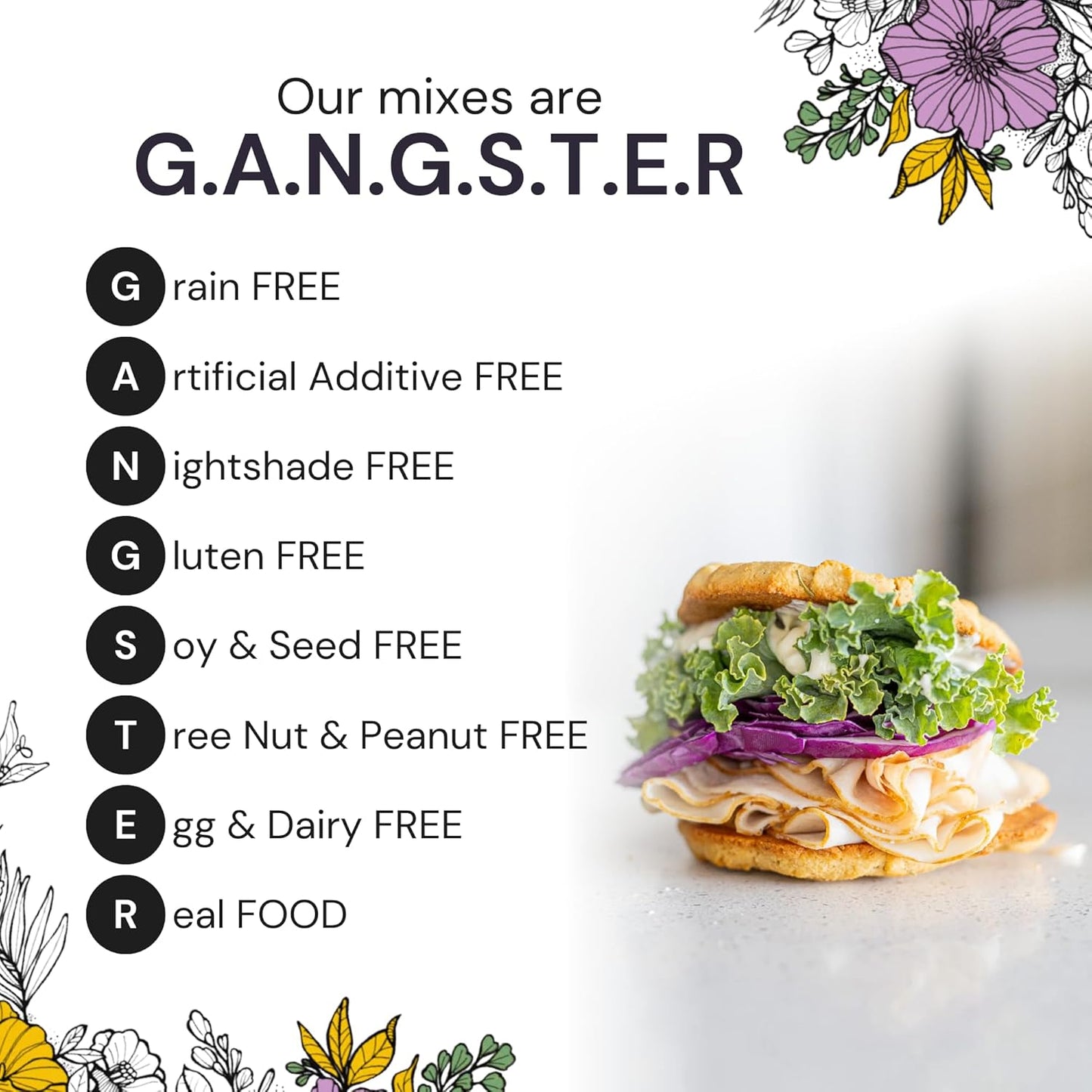 eat G.A.N.G.S.T.E.R. Vegan Pizza Crust & Flatbread Mix, Allergy-Friendly Baking Mix, Grain-Free, No Dairy, Nuts, Gluten, Dairy, For Paleo & AIP Diets, Delicious Crusts or Make Panini Sandwiches