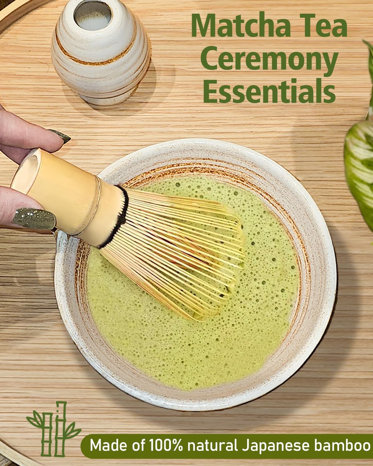 Matcha Whisk Set with Matcha Bowl, Matcha Whisk Holder Matcha Bamboo Whisks, Scoop, Sifter, Unique Gifts for Women Men Girl Friend Home Kitchen Decor Gifts for Tea Enthusiasts Christmas