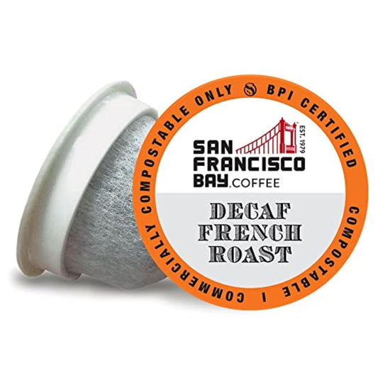 San Francisco Bay Compostable Coffee Pods - DECAF French Roast (36 Ct) K Cup Compatible including Keurig 2.0, Dark Roast, Swiss Water Processed