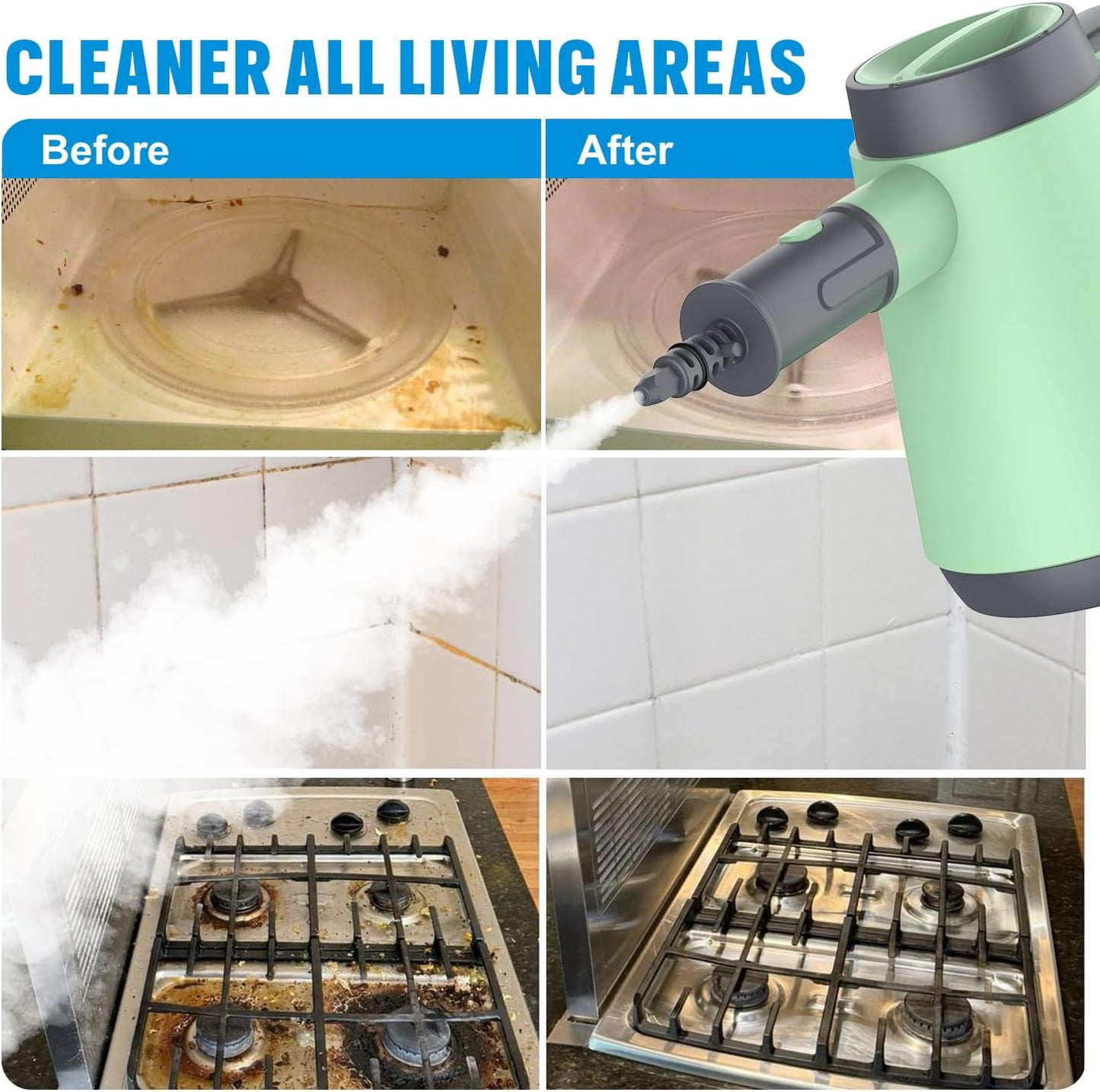 Handheld Pressurized Steam Cleaner - 15s Quick Start, Multi-Functional for Home, Kitchen, Bathroom, 8 Attachments, Chemical-Free, Safe & Efficient Cleaning Solution