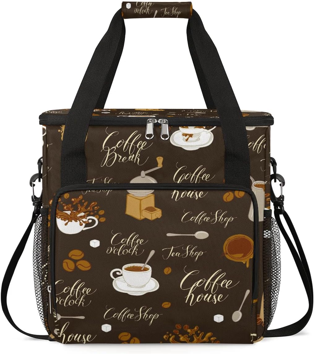 coffee sugar coffee beans Coffee Maker Carring Bag Travel Carrying Storage Tote Bag Compatible with Keurig K-Mini or K-Mini Plus Portable Single Serve Coffee Brewer Case with Pockets for K-cup Pods