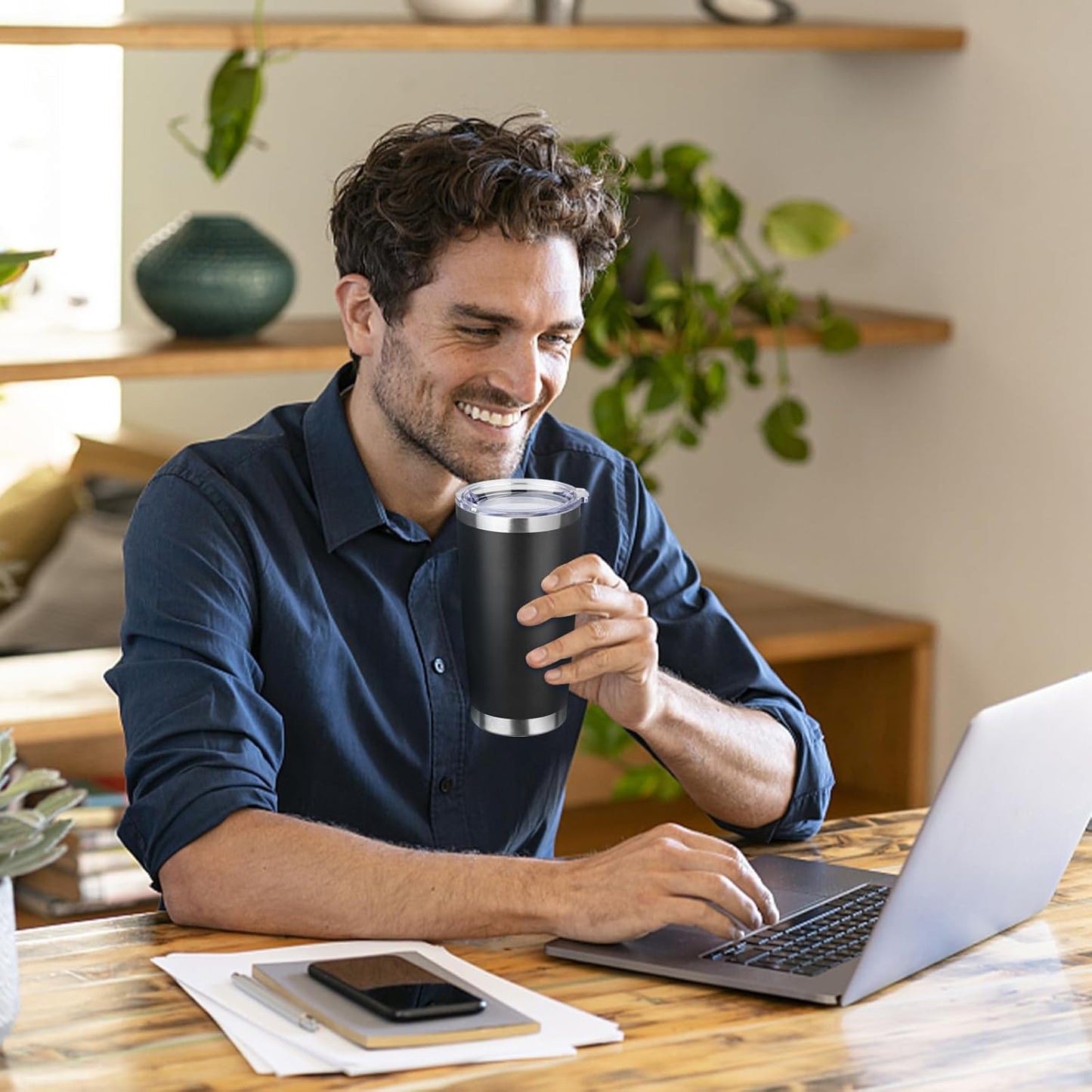 StarSpeed 20oz Tumbler Bulk with Lid, Stainless Steel Insulated Tumblers Double Wall Vacuum Insulated Travel Mug, Powder Coated Coffee Cups for Hot and Cold Drinks(Black,8)