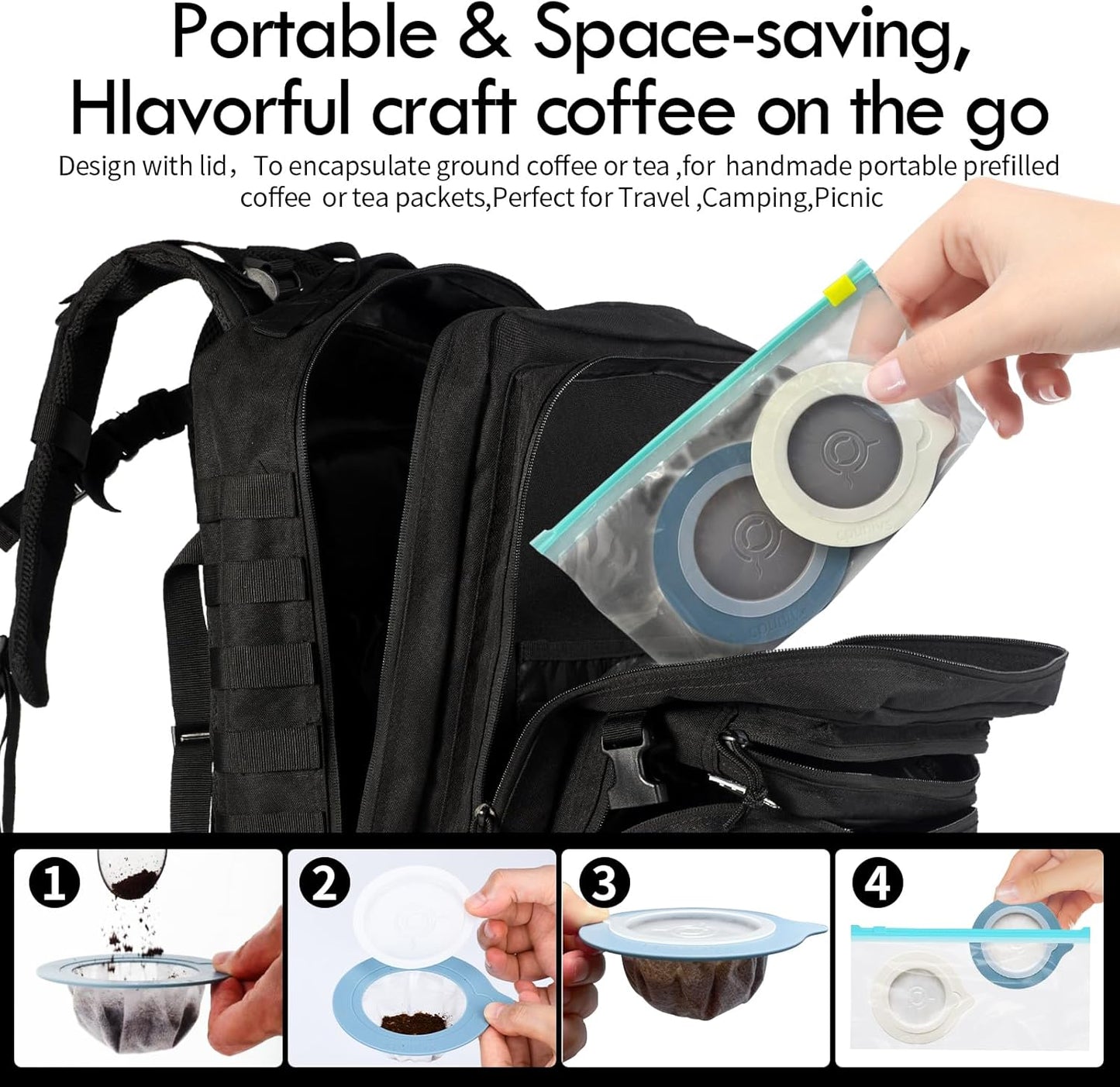 Portable Pour Over Coffee Dripper Reusable Coffee Filter Pour Over Coffee Maker for Camping Coffee, Travel Coffee Maker Single Serve Drip Coffee Filters (10, white)