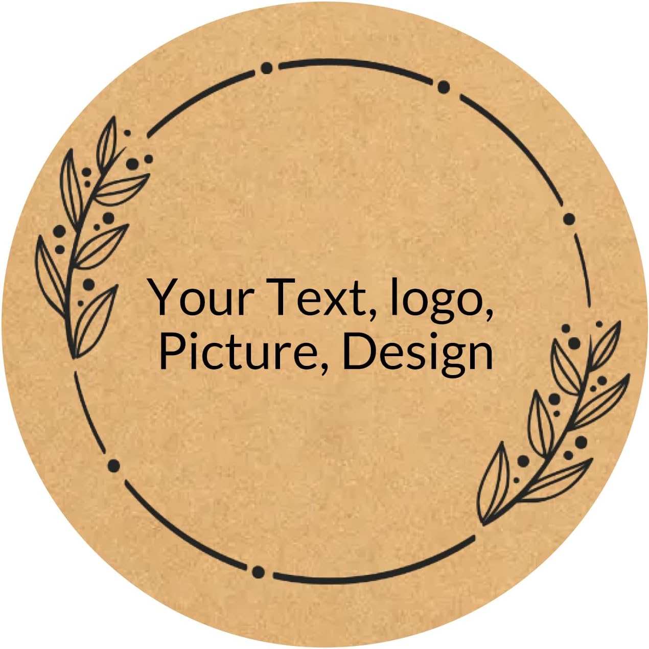 Custom Stickers Kraft Paper Labels Personalized Withe Text, Business Logo Customized Food Jars Labels Bakery Label Sticker Package Favor Canning Circle 100pcs (Style 1)