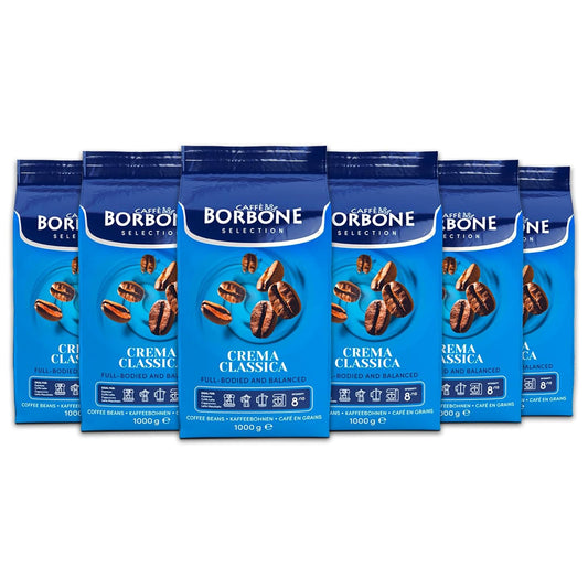 Caffè Borbone Whole Bean Coffee, Crema Classica, Medium Roast, Arabica and Robusta Blend - Roasted and Freshly Packaged in Italy - 2.2 Pound Bag (pack of 6)