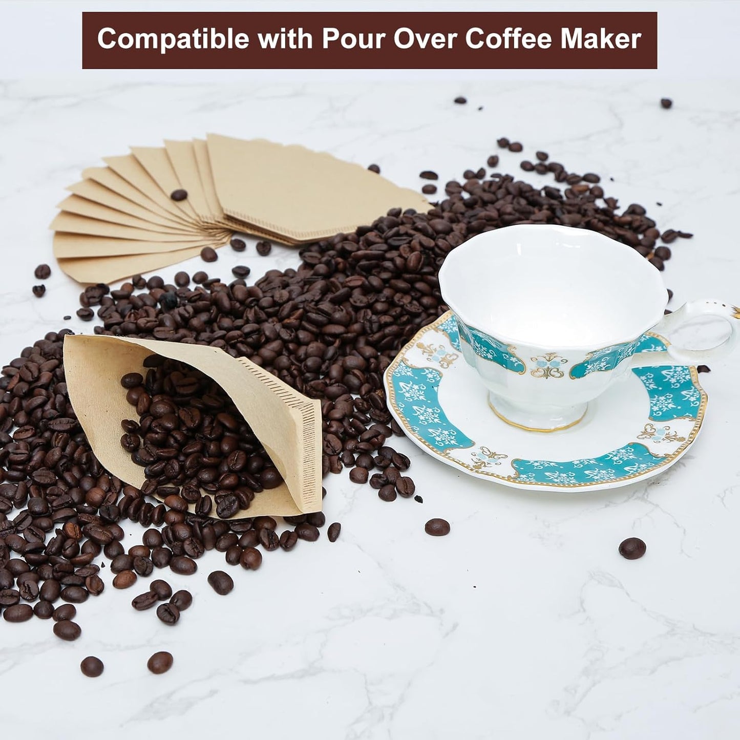 Coffee Filters 4 Cone Paper, 100 Count Unbleached-Disposable Pour Over Coffee Filter for Drip Coffee Maker, Coffee Paper Filters 8-12 Cup, Cone Coffee Filters 04