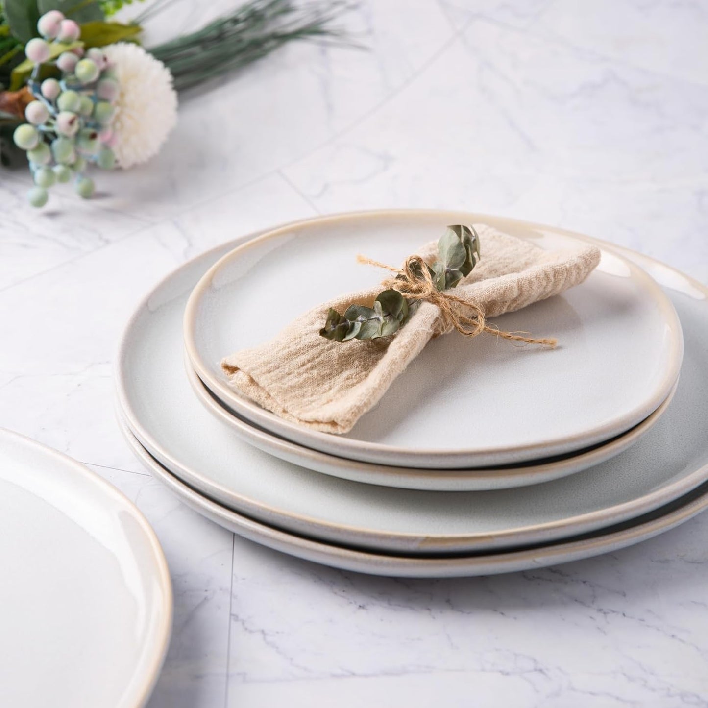 AmorArc Ceramic Dinner Plates Set of 6, 10.5 Inch Handmade Reactive Glaze Stoneware Plates, Rustic Shape Dinnerware Dish Set for Kitchen, Microwave & Dishwasher Safe, Scratch Resistant