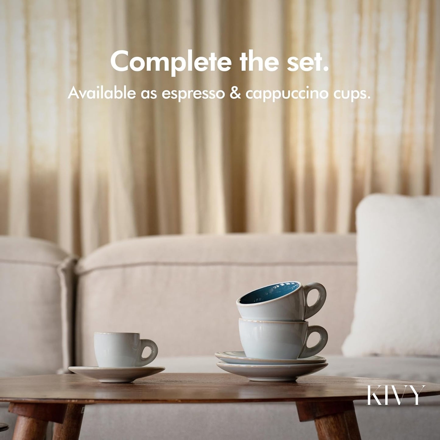 KIVY 3 oz Espresso cups set of 4 - Thick walled stoneware espresso cup set - Italian style espresso cups and saucers - Expresso shots cup - Small coffee mugs and saucers - Blue