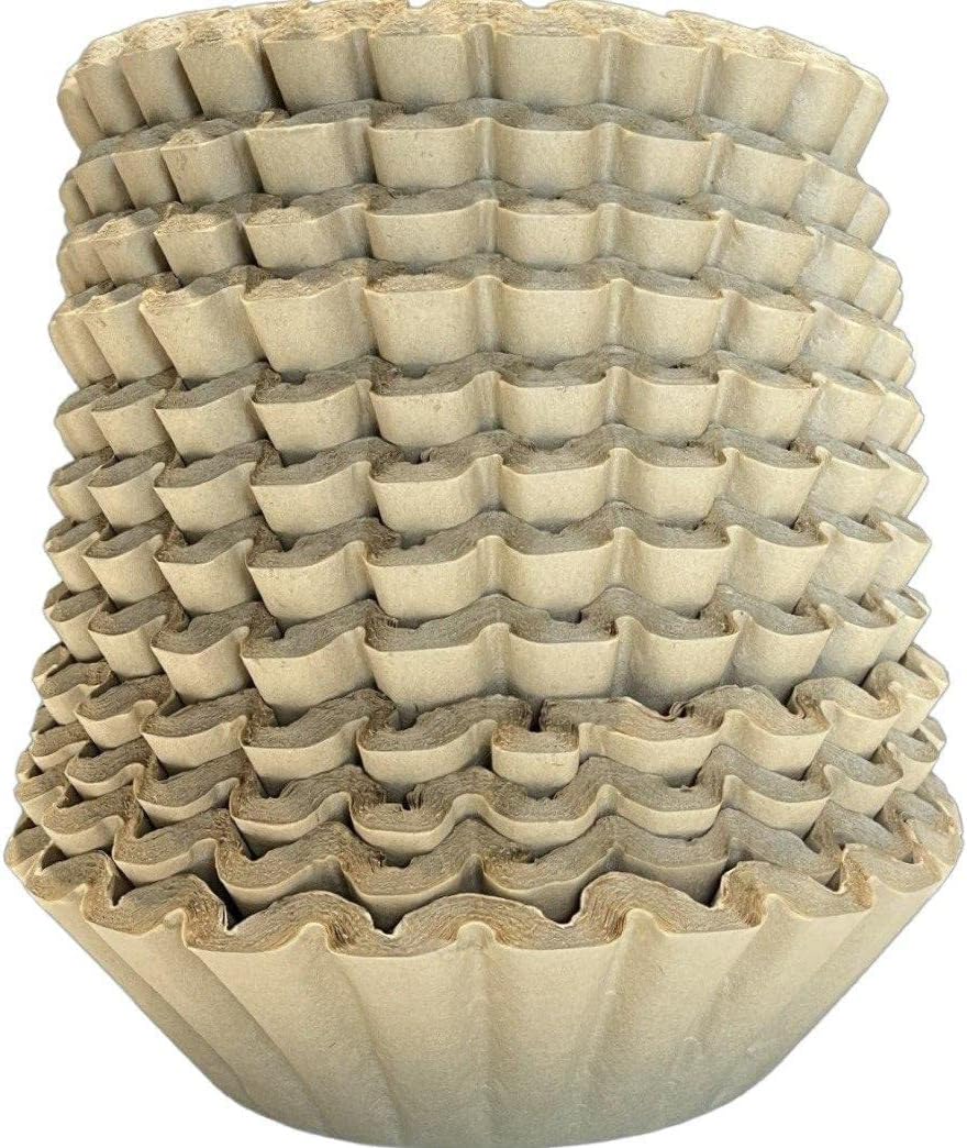 Natural Unbleached Brown Biodegradable Extra Large Coffee Filters 10, 12, 13, 14, 15 Cup Basket for Commercial, Home Coffee Maker Extra High Extra Wide, Anti ground, 9.75" Flattened Diameter (500 Pcs)