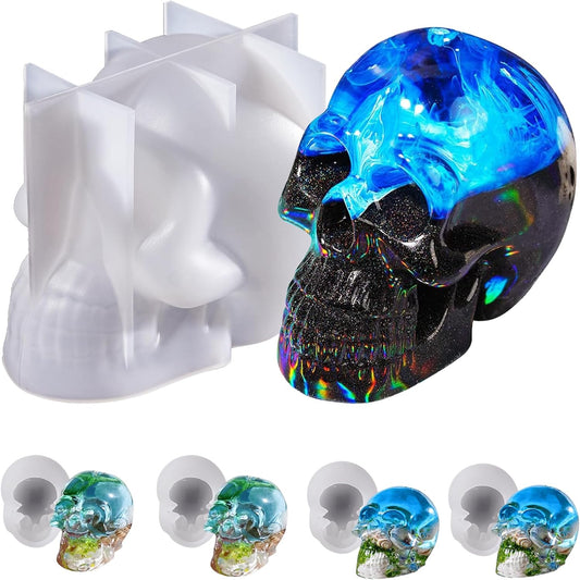 LET'S RESIN Resin Molds Silicone, 1 Pc Large Silicone Skull Epoxy Molds with 4 Pcs Small Skeleton Epoxy Resin Molds for Resin Casting Art Crafts, Candle Making, Home Decor, Pendants, Keychains