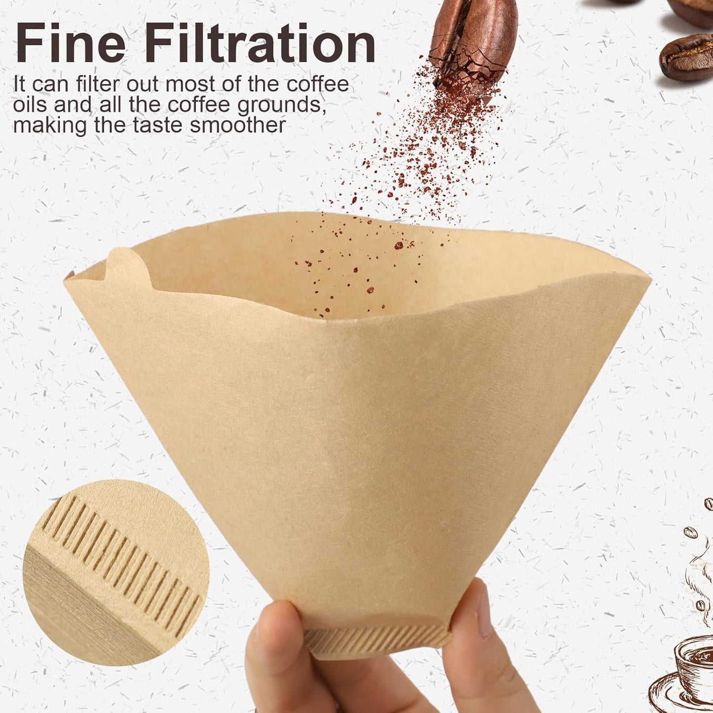 (Prudiut) 360 Count #4 Cone Coffee Filters 8-12 Cups, Disposable Natural Coffee Filters 4 Cone Paper Unbleached 4 Filters Paper Compatible with Ninja, Drip and Pour Over Coffee Maker