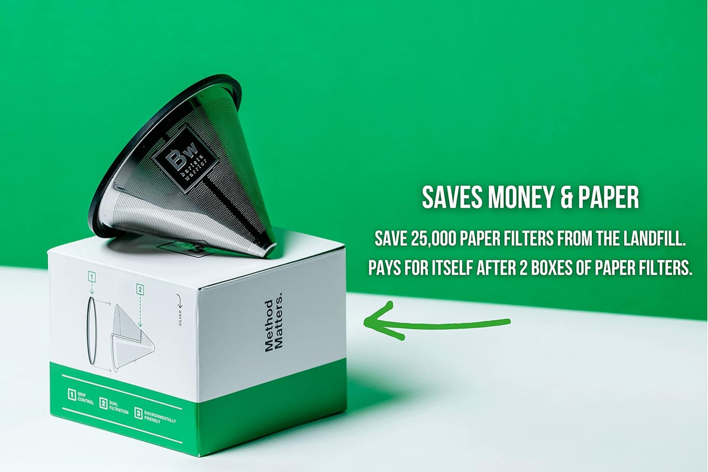 Barista Warrior Compatible for Chemex & Hario V60 Pour Over Coffee Filters - Reusable Stainless Steel - Best Coffee Maker and Bar Accessories (Silver)