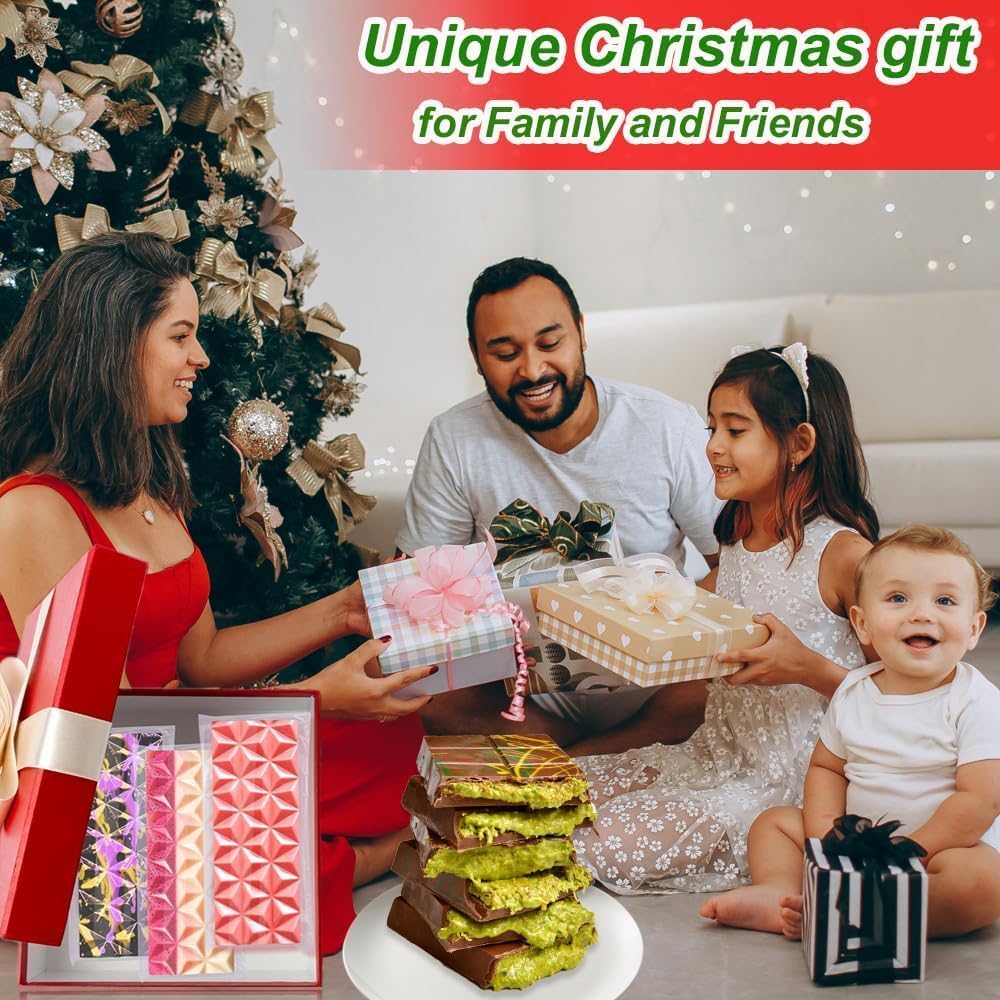 Chocolate Bar Mold,Dubai Chocolate Molds and Scraper for Stuffed Bar,Deep Large and Thick Chocolate Candy Bar Mold for Filling Knafeh Pistachio Kit