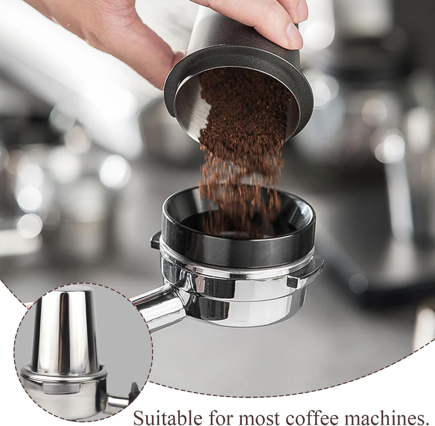 Coffee Dosing Cup, 53mm Coffee Powder Feeder Stainless Steel Espresso Dosing Cup Compatible with 54mm Portafilter