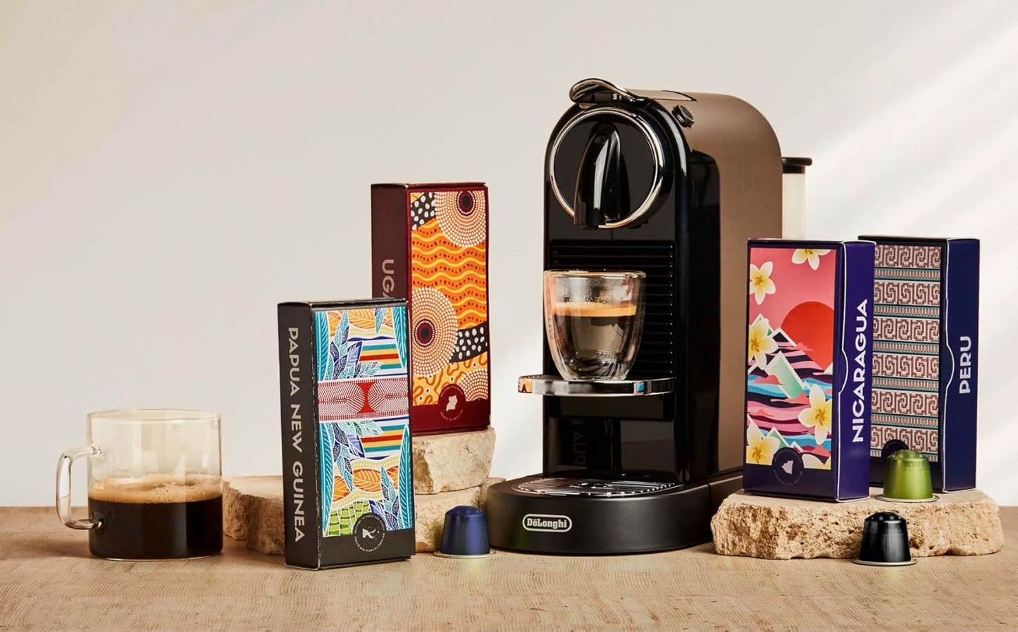 Atlas Coffee Club Espresso Pods Compatible with Nespresso Original– Medium Roast Variety Pack (40 Count)– Aluminum Capsules from Kenya, El Salvador, India & Uganda– Intensity 7–9