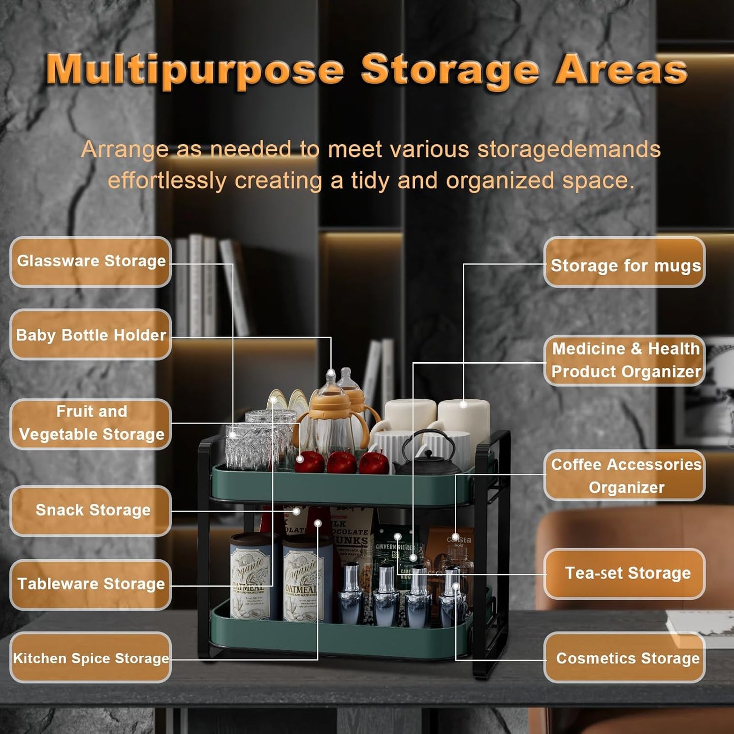 2-Tier Cup Drying Rack & Coffee Bar Accessories With Tray - Mug Holder for Countertop, Baby Bottle Organizer, Sippy Cup Storage, Tea & Glass Organizer