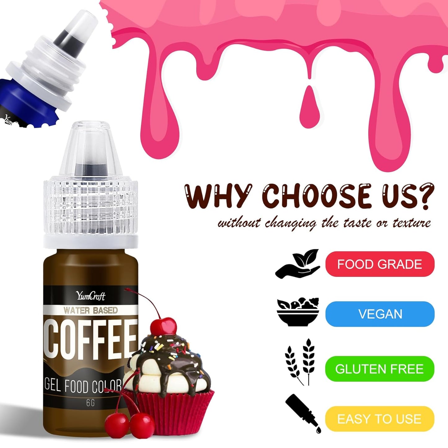 Food Coloring Gel - Vibrant Color Gel Food Coloring for Cake Decorating, Baking, Easter Egg, Icing - Tasteless Food Color Dye for Fondant, Cooking, Slime, Airbrush (Gold, 5.3oz)