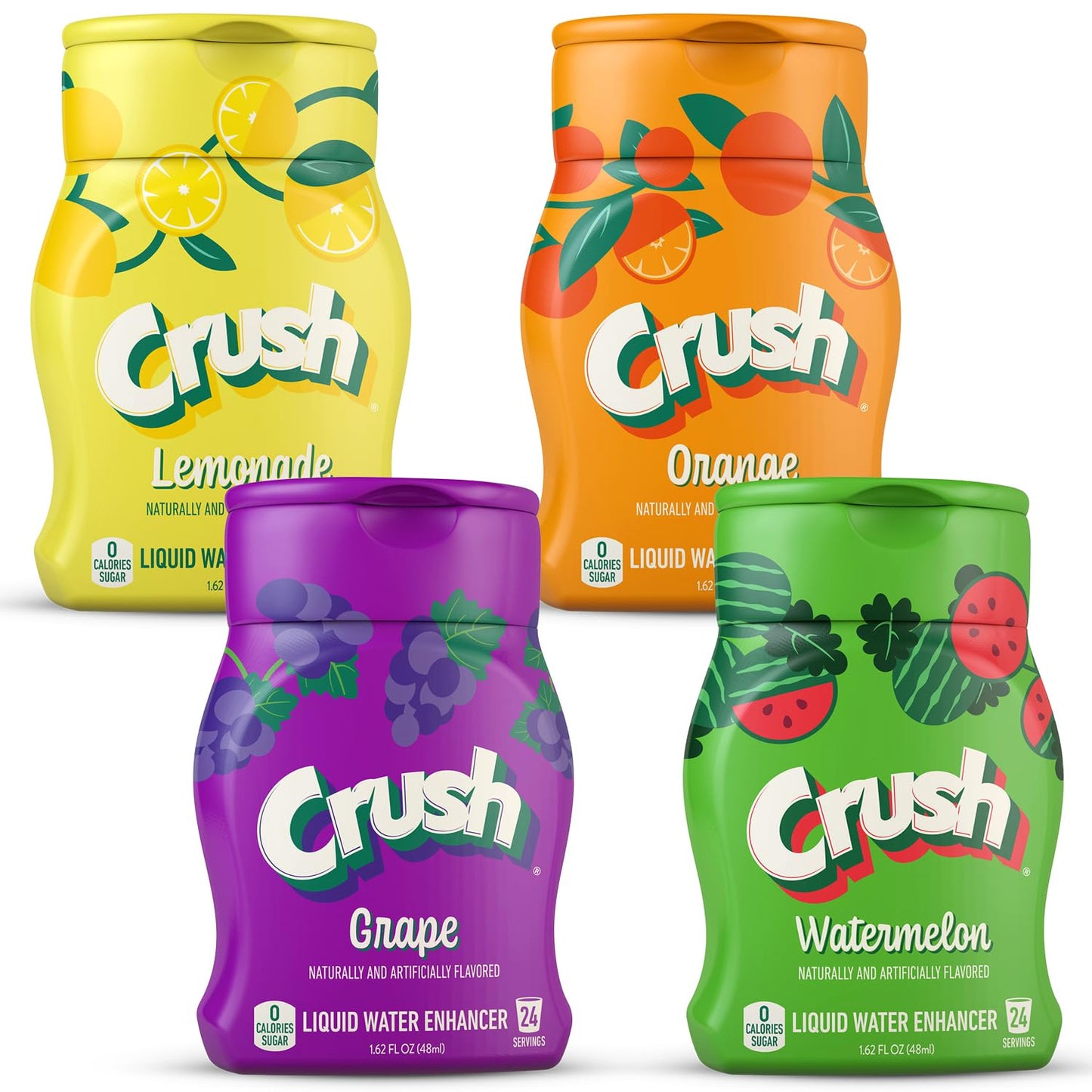 Crush, Summer Variety, Liquid Water Enhancer – New, Better Taste! (4 Bottles, Makes 96 Flavored Water Drinks) – Sugar Free, Zero Calorie