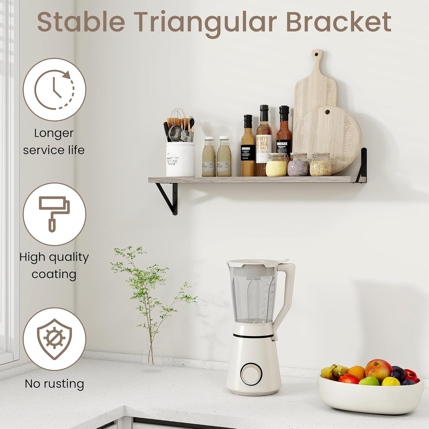 Dreamland Deep Floating Shelves for Wall, 30W x 8D Wall Shelves, Set of 2, 30 inch Floating Shelf with Sturdy Metal Brackets for Living Room, Bathroom, Bedroom and Kitchen, Grey