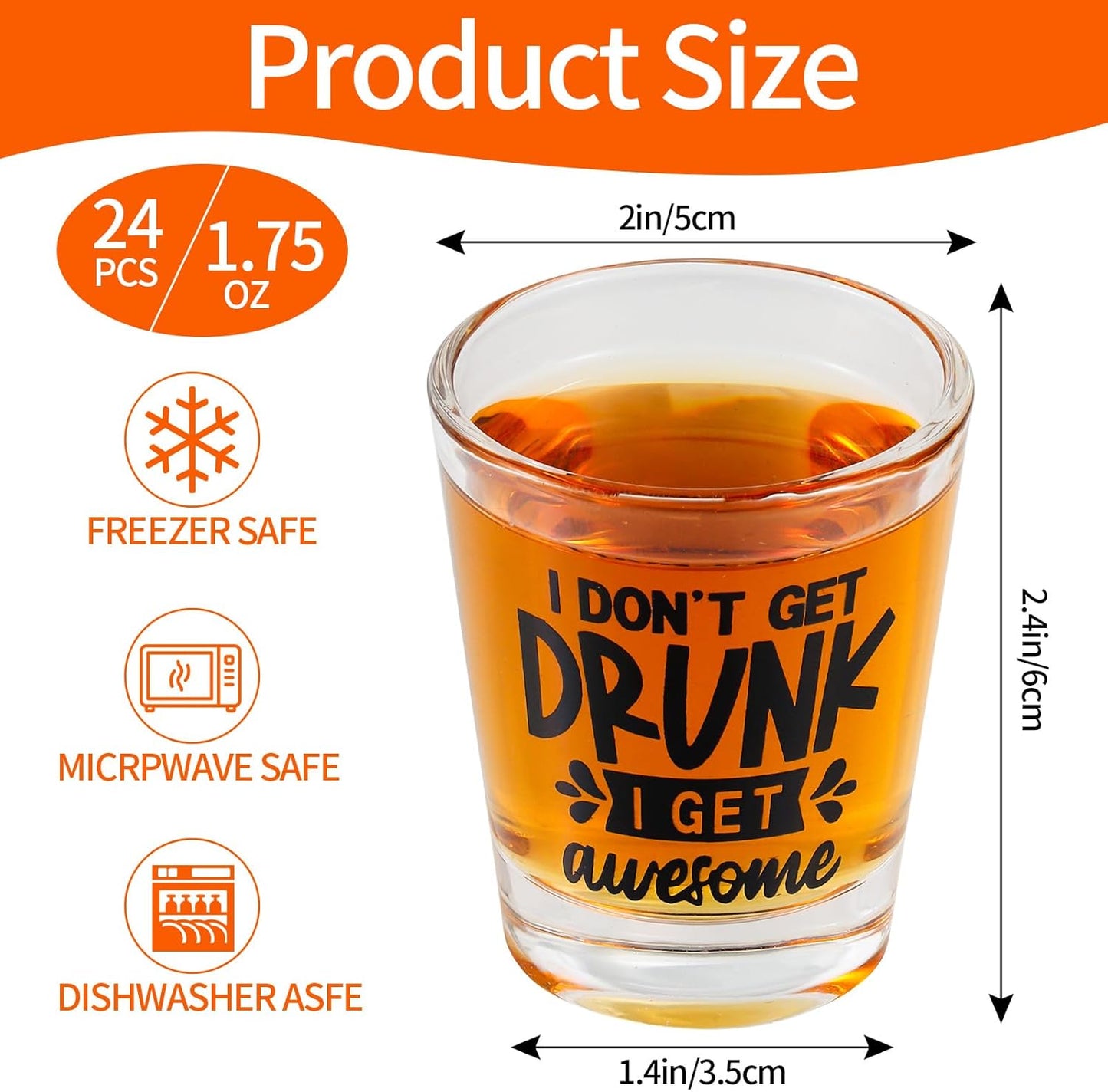 Kolewo4ever 24 Pieces Funny Friends Shot Glasses Funny Friends Shot Glasses Clear Shot Glass Cups with Heavy Base for Adult Small Glass Shot Cups 1.75 oz Shot Glass for Best Friends (Style-2)