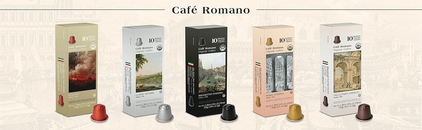 Organic USDA Café Romano Coffee Aluminum Espresso Pods For Nespresso Original Machine 100 Pack Italian Espresso Coffee (Variety pack)