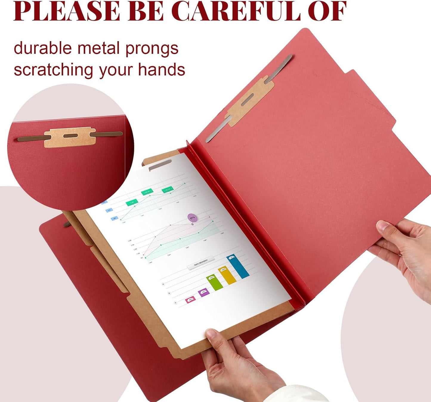 72 Pcs Classification Folders Letter Size, Back to School Supply for Teacher, Student, 3 Dividers Pressboard File Folder Bulk with 2 Fasteners, 3.5 Inch Expanding File Organizer (Red)