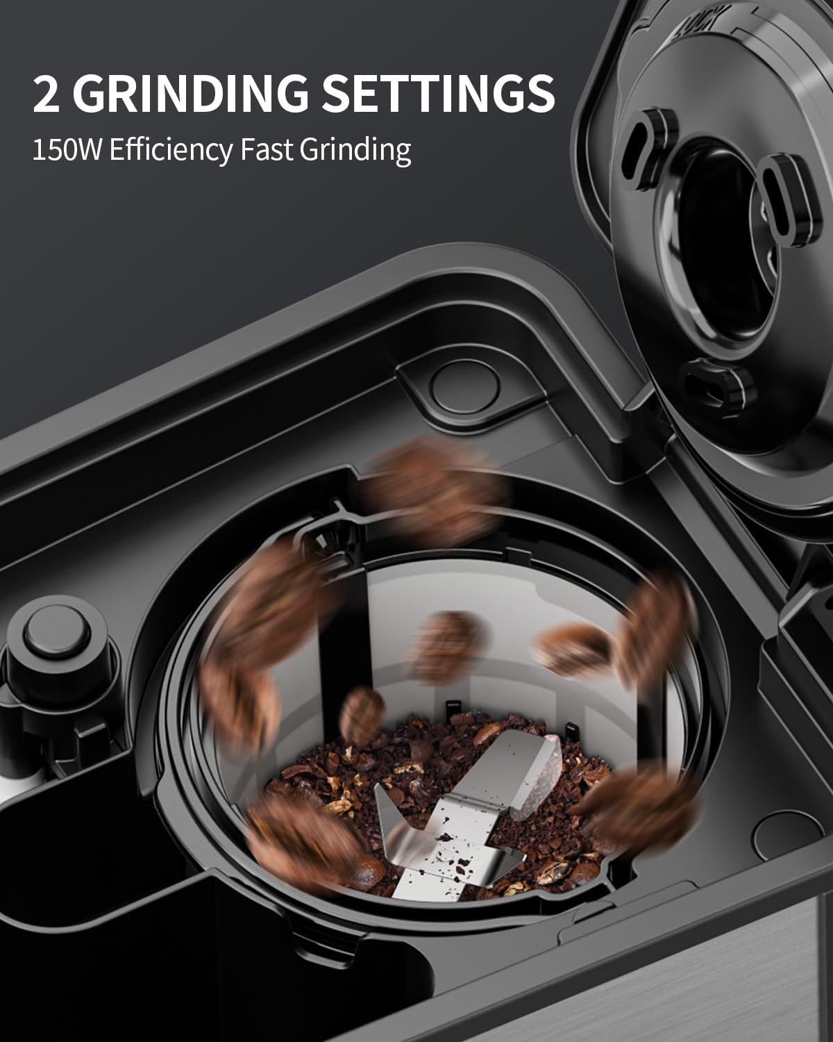 AIRMSEN Single Serve Coffee Maker with Grinder, Grind and Brew All in One - 6-16 Oz Single Cup Coffee Machine with 19 oz Travel Mug - Adjustable Drip Tray, Overheat Protection