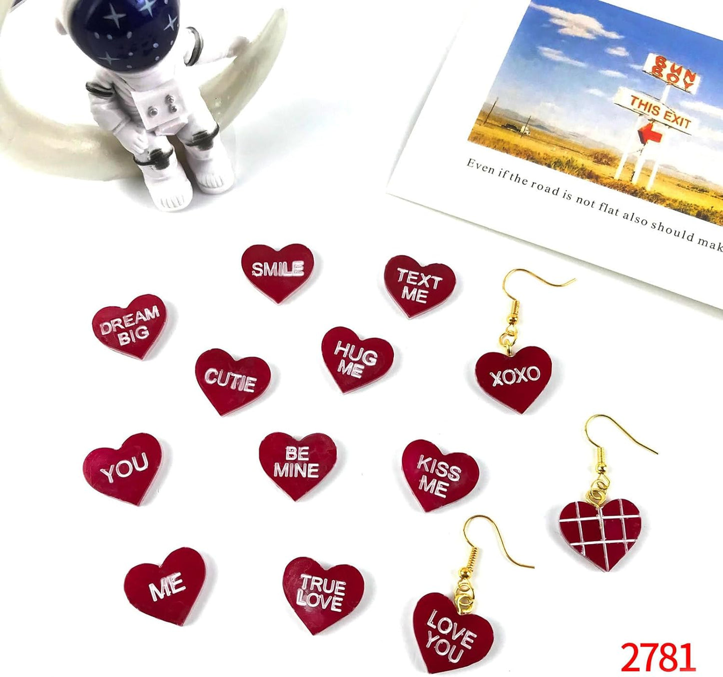 Heart Resin Molds 5pcs Valentine's Heart Silicone Resin Molds for Keychain, Epoxy Resin Casting, Jewelry Making, Valentine Cake Decoration, Cupcake Topper
