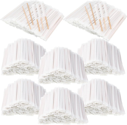 3000 Pcs Individually Wrapped Wooden Coffee Stirrers, Disposable Coffee Stir Sticks Round End Sticks Bulk Wood Stirrers for Cocktail Hot Drinks Restaurant Bar Home Office (7.5 Inch)