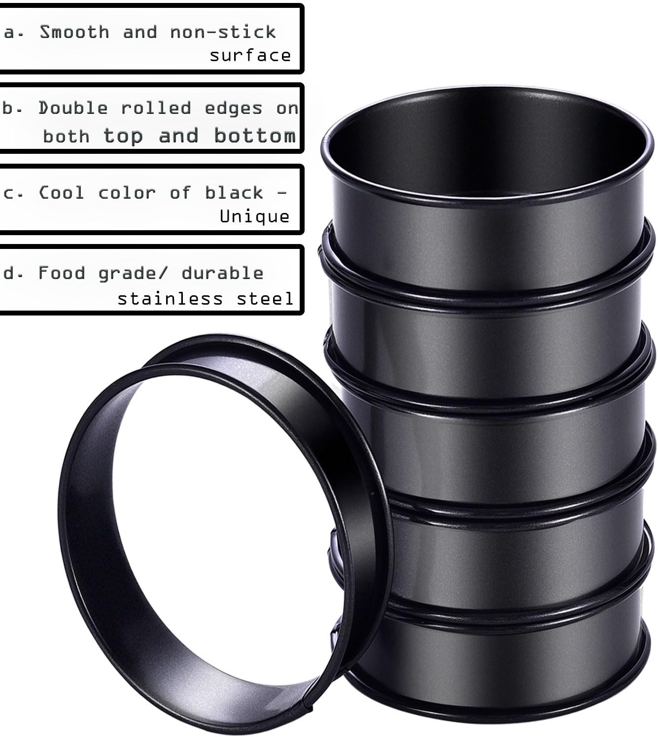 DATANYA 12Packs Crumpet Rings NONSTICK English Muffin Rings 3.15 Inch Stainless Steel Double Rolled Tart Ring Upgraded Round Metal Baking Cooking Pastry Ring Molds for muffins, pancakes