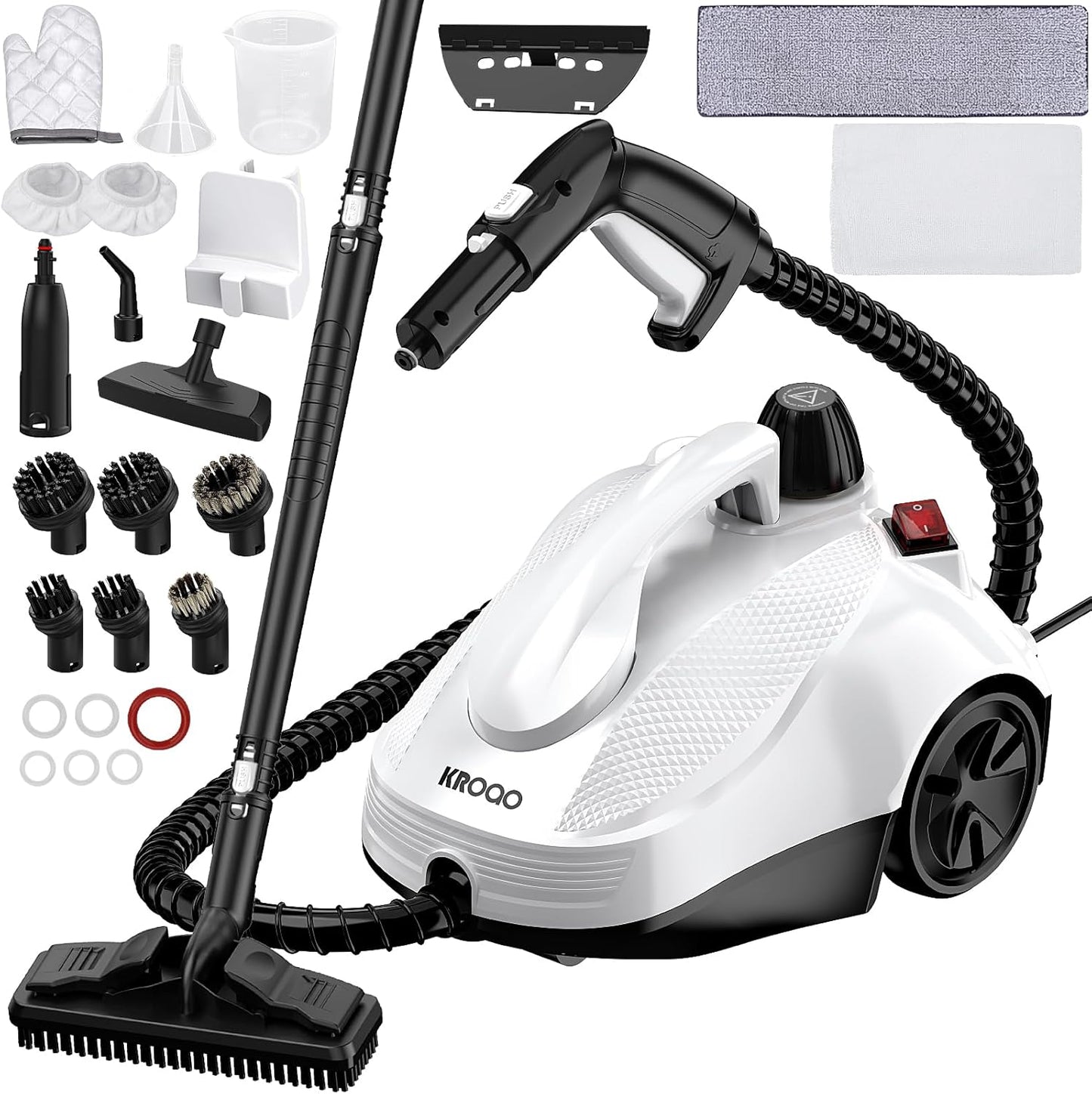 Steam Cleaner, Steamer with 23 Accessories, Powerful Multipurpose Portable Steamer for Cleaning to Remove Grime, Grease, for Multi-Purpose and Multi-Surface Floors, 16.4ft Power Cord