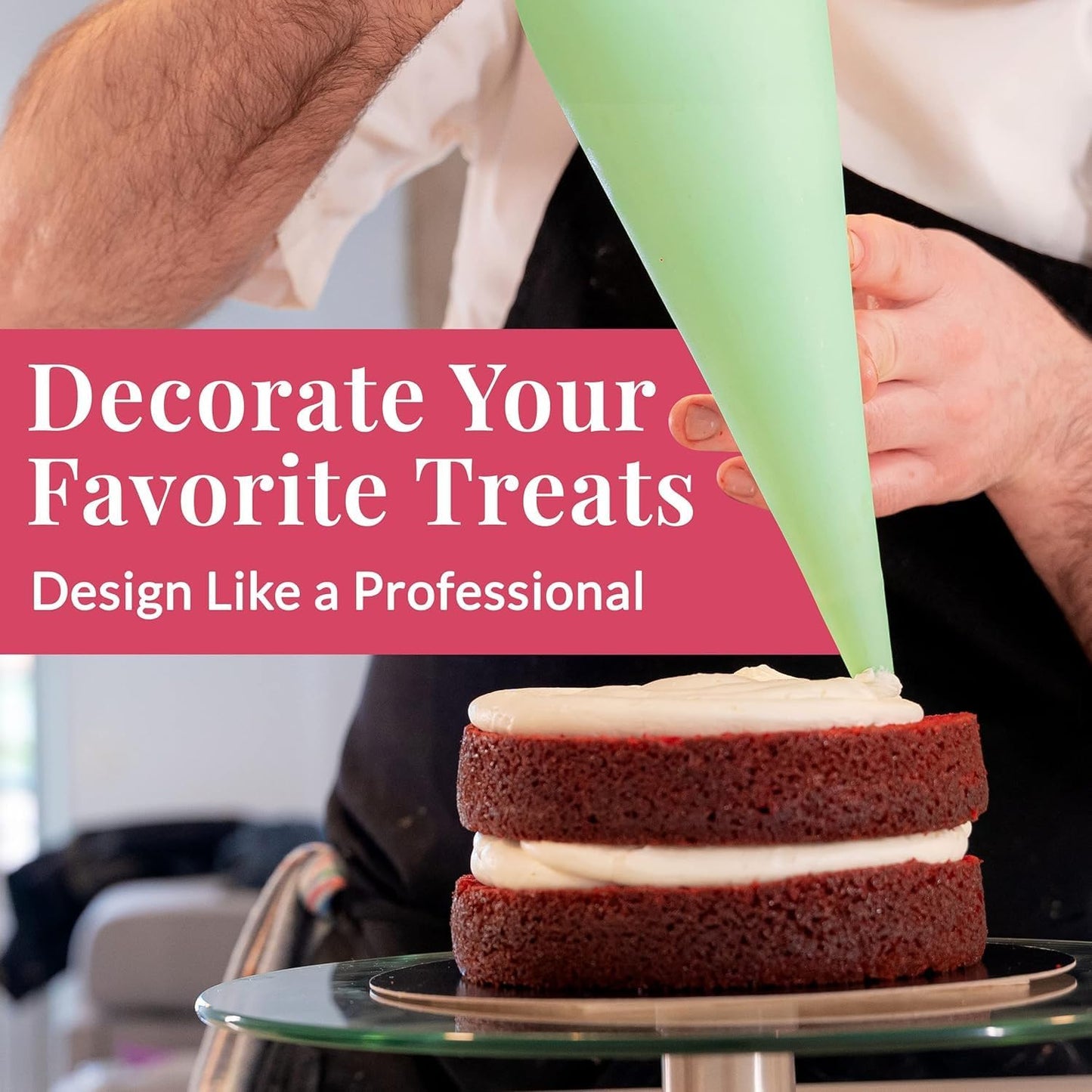 Prestee 100 Anti Burst Disposable 12 Inch Piping Bags - Strong Tipless Icing Bags for Pastry, Cake Decorating and Cookies - Food Safe Clear Frosting Bags for Baking - Cookie Decorating Tool