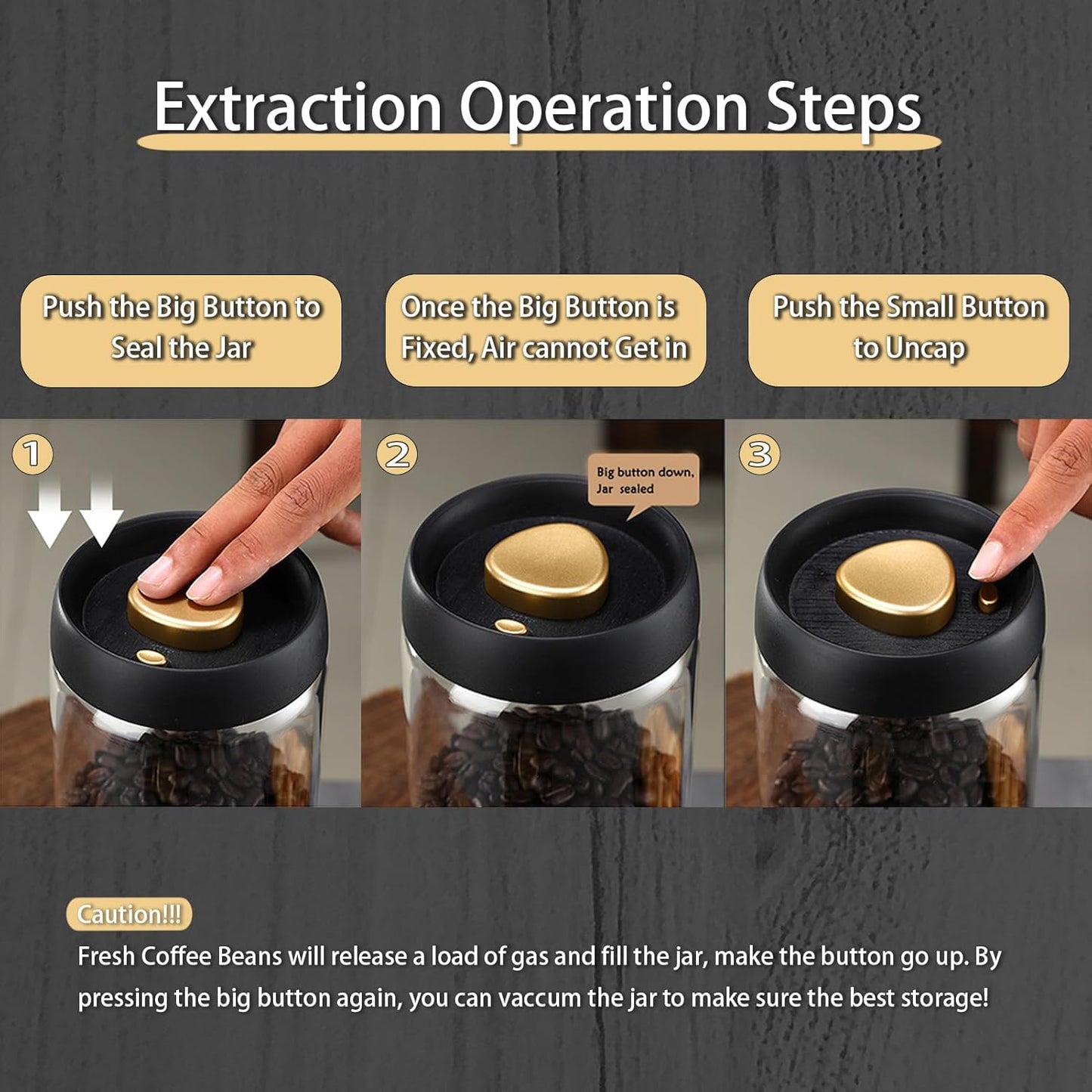 LOEZ Coffee Bean Storage Container Airtight, Lid Sealed with Press-Down Vacuum, Borosilicate Glass Coffee Canister, Food Storage, Coffee Bar for Ground Coffee, Tea, Beans, Spices (Large - Clear)