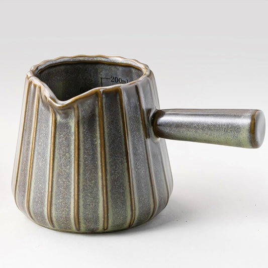 Espresso Cups Ceramic, 200ML Espresso Measuring Cup with Spout, Expresso Shots Cups with Handle, Espresso Accessories, Dark Green