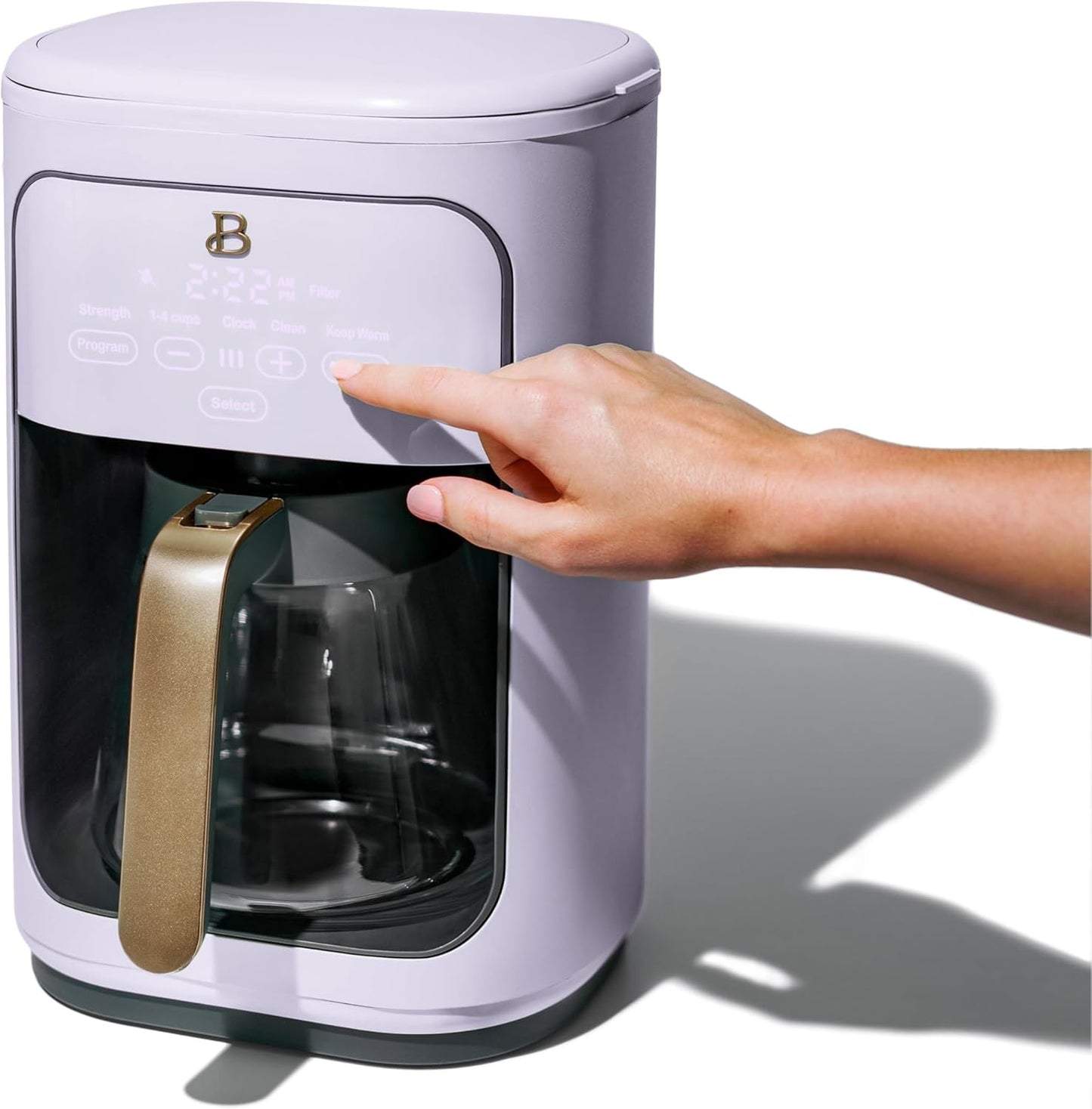 Beautiful Coffee Maker, 14-Cup, Touch-Activated Display, Programmable, Automatic Shut-Off, 1200W, Keep Warm, 24h Timer (Lavender)