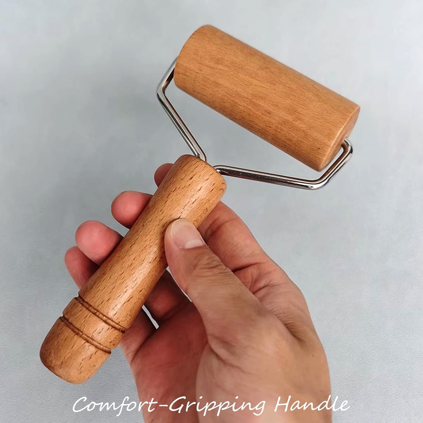 Small Rolling Pin, Wooden Dough Roller, Non-Stick Pizza Roller, T Type Rolling Pins for Kitchen Baking, Pizza Dough Press (3.8 * 7.5 inch)