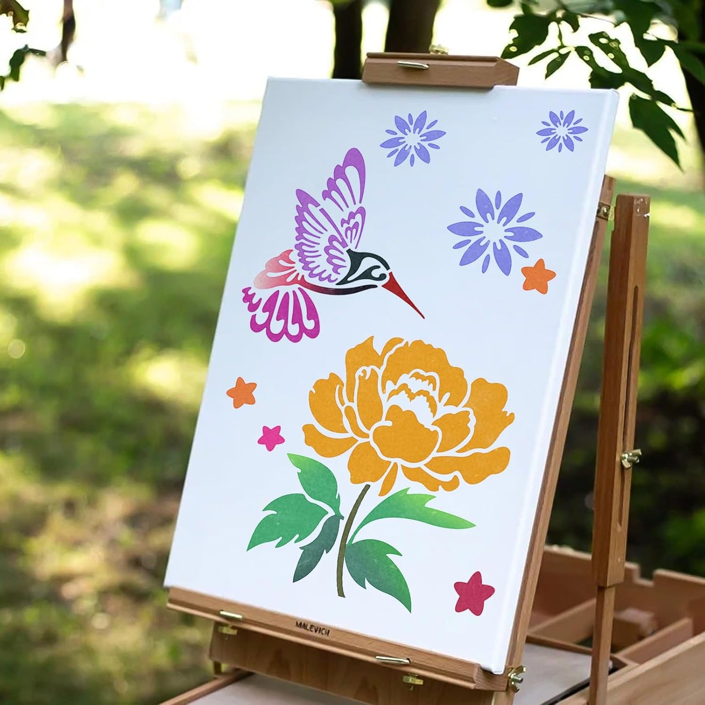 18 PCS Flower Painting Stencils Reusable Stencils for Painting on Wood Rocks Canvas Fabric Glass Pottery 6.5x6.5 Inch
