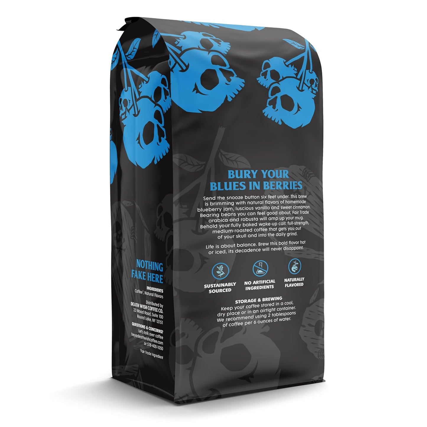 Death Wish Coffee, Fair Trade, Ground Blueberry Coffee, 12 oz
